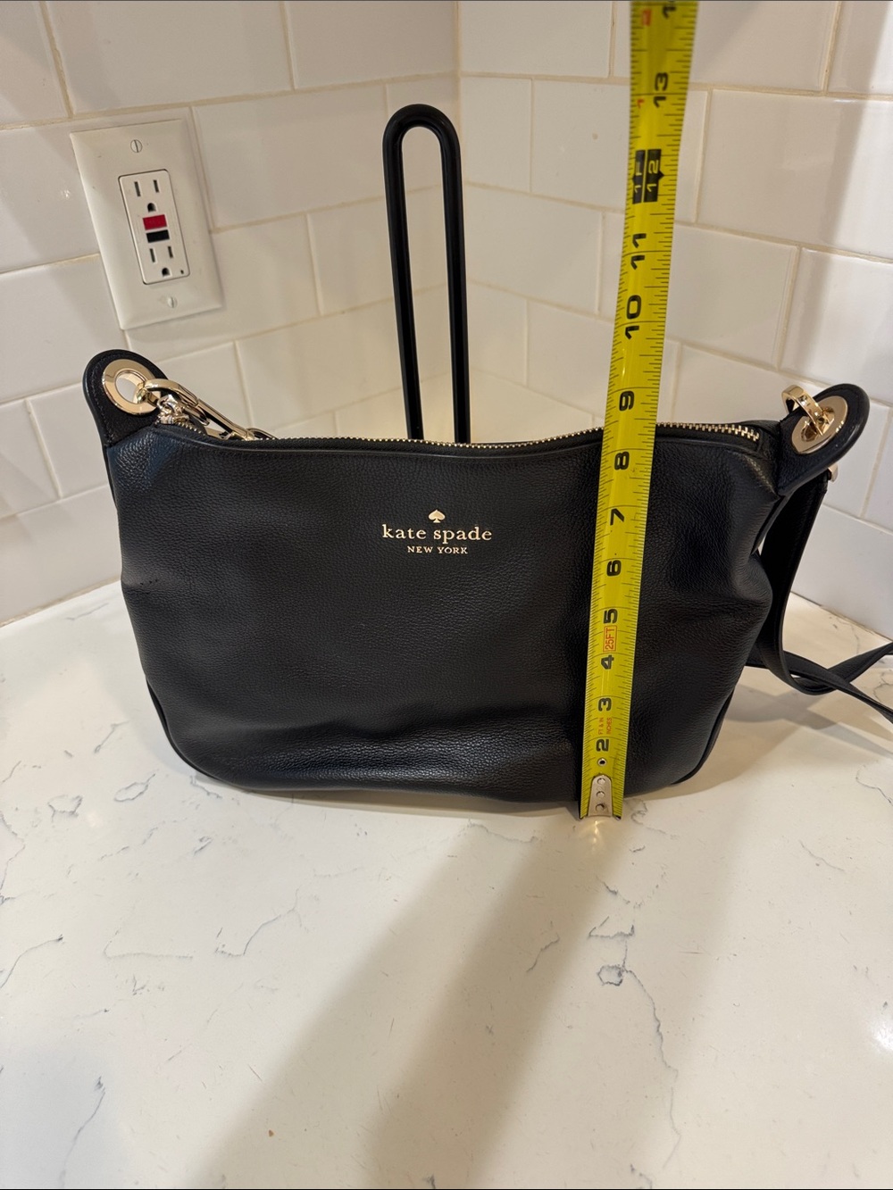 kate spade Black Pebbled Leather Crossbody with Gold Logo - Picture 9 of 12